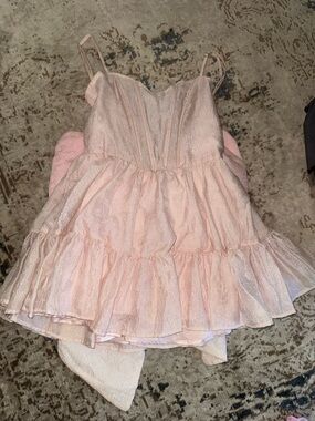 Women’s Spaghetti Strap Pink Tiered Dress
